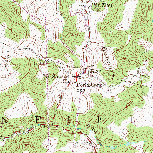 Topographic Map of Forksburg, WV