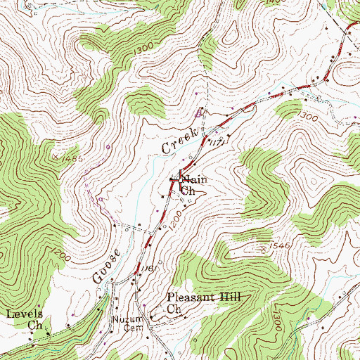 Topographic Map of Goose Creek School (historical), WV