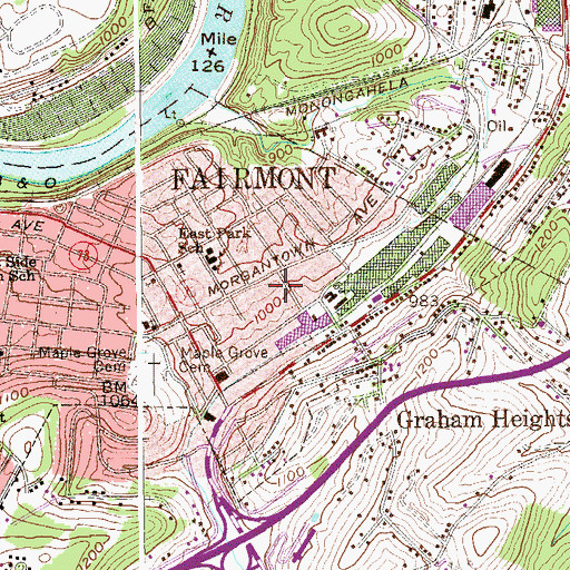 Topographic Map of Hillview Baptist Chapel, WV