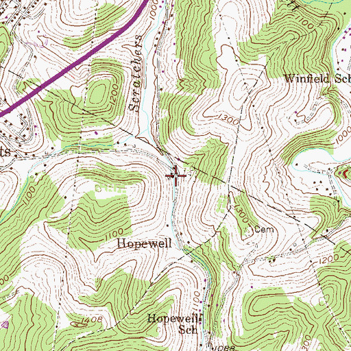 Topographic Map of Hopewell United Methodist Church, WV