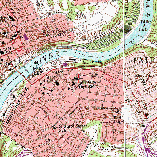 Topographic Map of Immaculate Conception Roman Catholic Church, WV