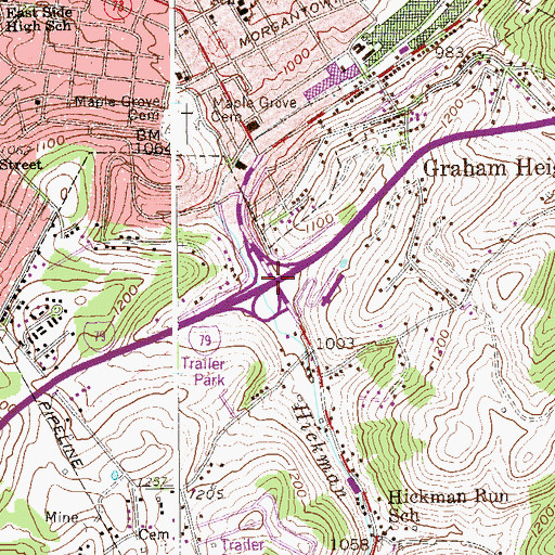 Topographic Map of Interchange 137, WV