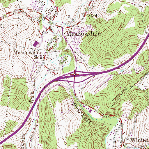 Topographic Map of Interchange 139, WV