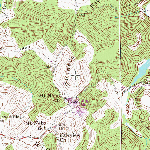 Topographic Map of Kincaid Knob, WV