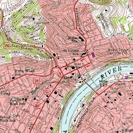 Topographic Map of Marion County Public Library, WV