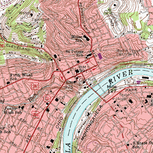 Topographic Map of Methodist Temple, WV