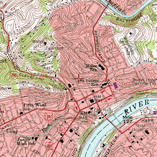 Topographic Map of Miles Chapel Methodist Church, WV