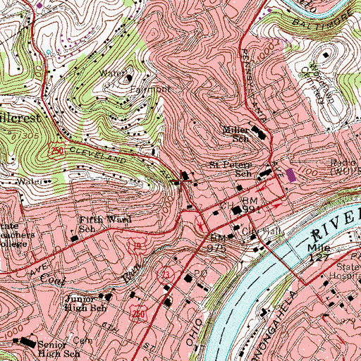 Topographic Map of Mount Zion Baptist Church, WV