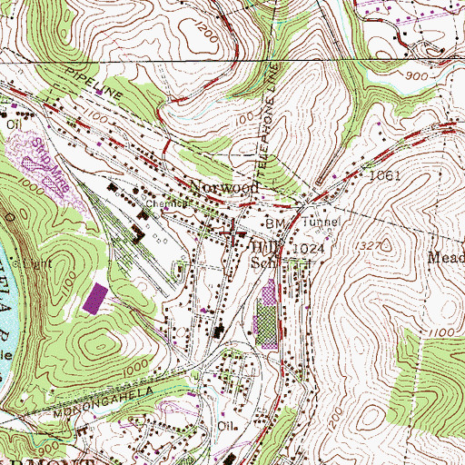 Topographic Map of Norwood Methodist Episcopal Church (historical), WV