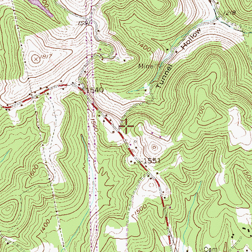 Topographic Map of Old School Church (historical), WV