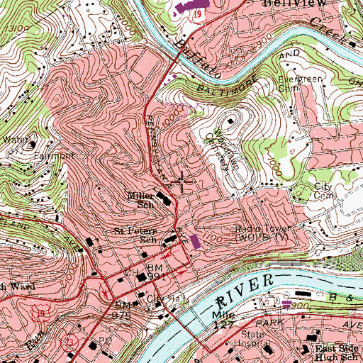 Topographic Map of Saint Josephs Roman Catholic Church, WV