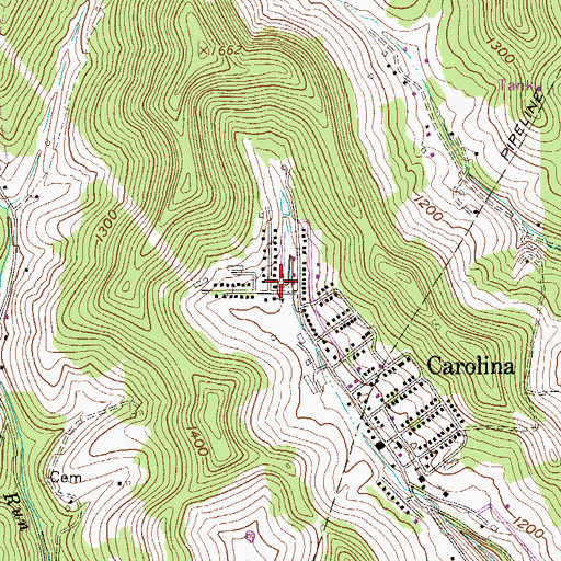 Topographic Map of Shiloh Baptist Church, WV