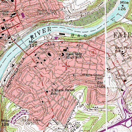 Topographic Map of The Baptist Temple, WV