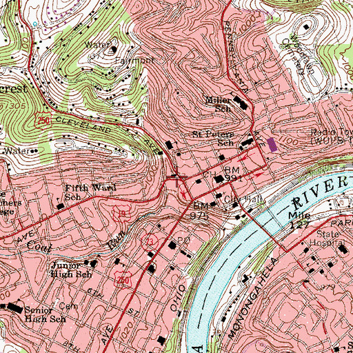 Topographic Map of Trinity Methodist Church, WV