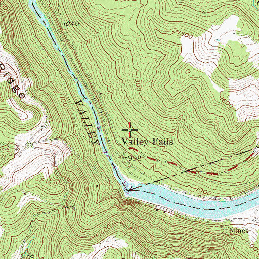 Topographic Map of Valley Falls State Park, WV