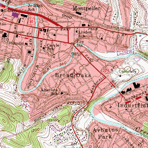 Topographic Map of Calvary Baptist Church, WV