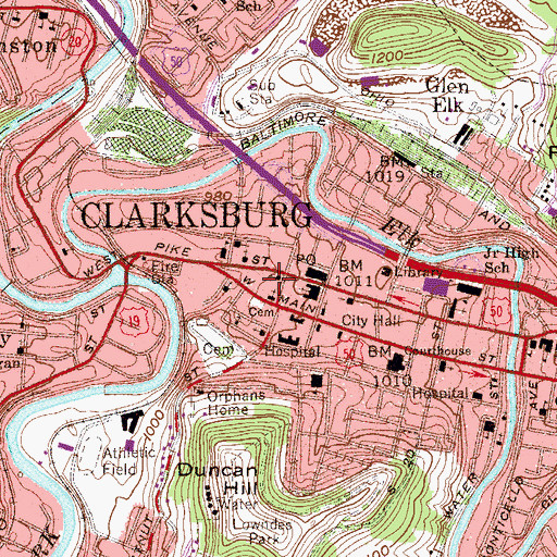 Topographic Map of Central Christian Church, WV