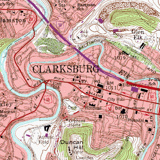 Topographic Map of First Church of Christ Scientist, WV