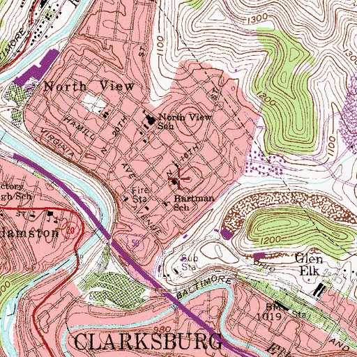 Topographic Map of First Church of God, WV