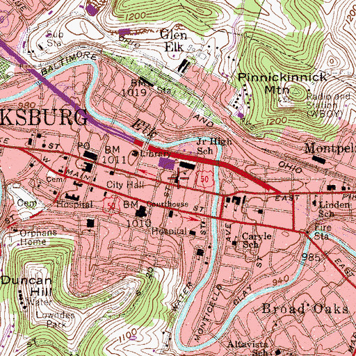 Topographic Map of First United Methodist Church, WV