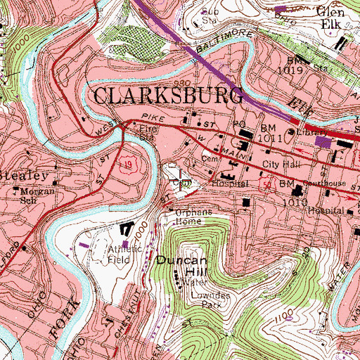 Topographic Map of Independent Order of Oddfellows Cemetery, WV
