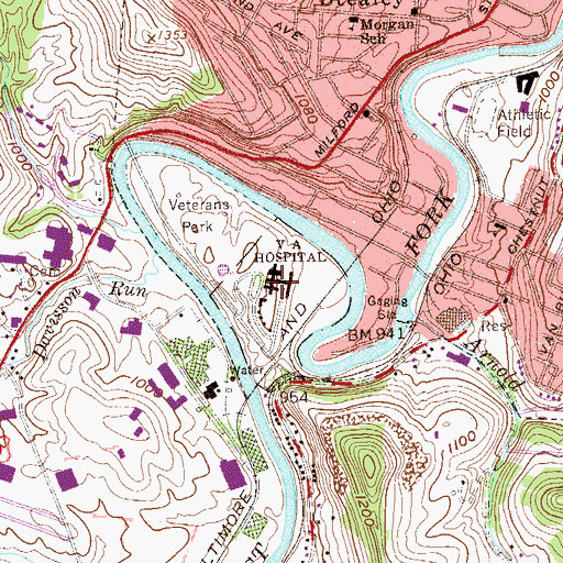 Topographic Map of Louis A Johnson Veterans Affairs Medical Center, WV