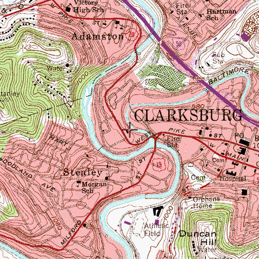 Topographic Map of Point Comfort Public School (historical), WV