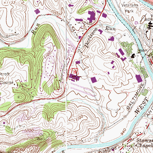 Topographic Map of Rose Bud Plaza Shopping Center, WV