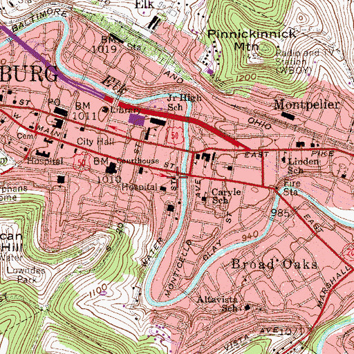 Topographic Map of Saint Johns Catholic Church, WV