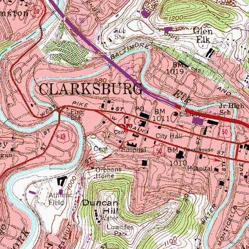 Topographic Map of Saint Paul Methodist Church, WV