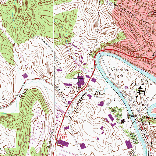 Topographic Map of Highland Clarksburg Hospital, WV