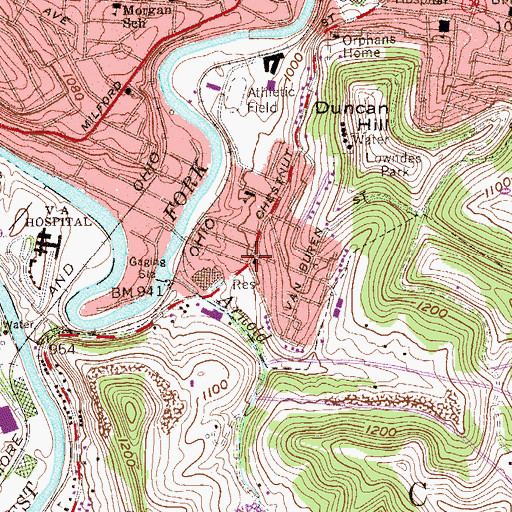 Topographic Map of Chestnut Street United Brethren Church, WV