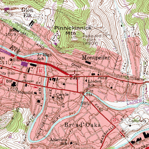 Topographic Map of Clarksburg Center Branch Campus Fairmont State College, WV