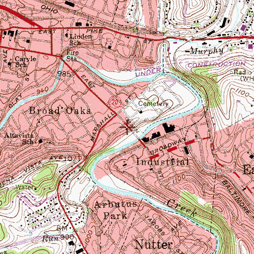 Topographic Map of Clarksburg Seventh Day Adventist Church, WV