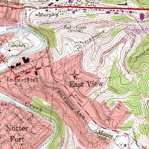 Topographic Map of Eastview Public School (historical), WV