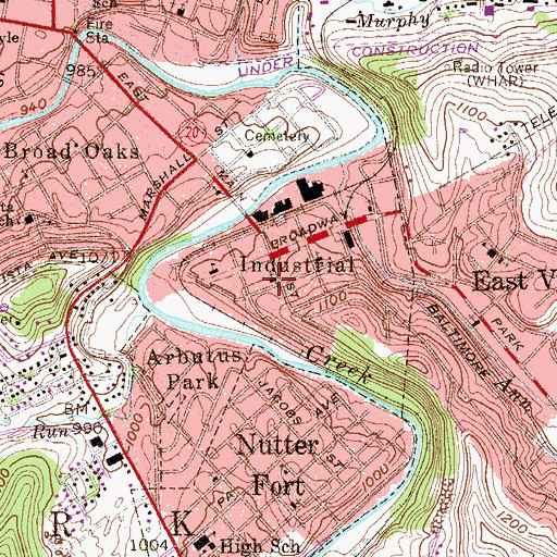 Topographic Map of Evangel Baptist Church, WV