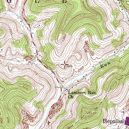 Topographic Map of Garrett Cemetery, WV