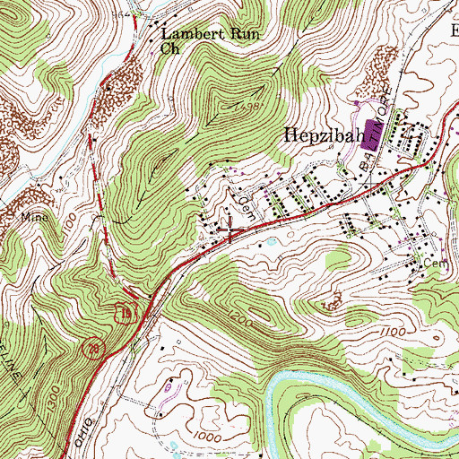 Topographic Map of Hepzibah Baptist Church, WV