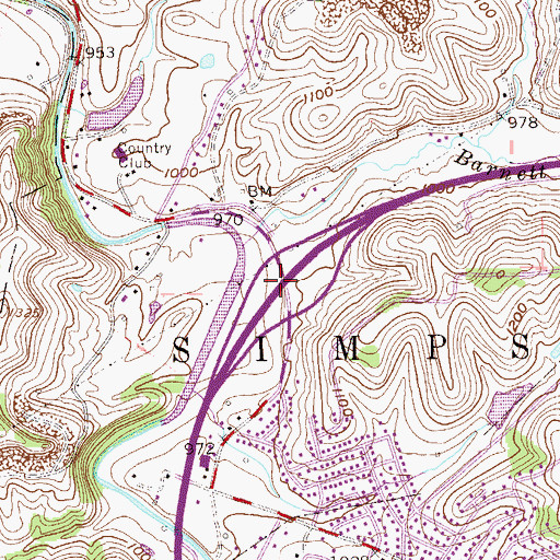 Topographic Map of Interchange 121, WV