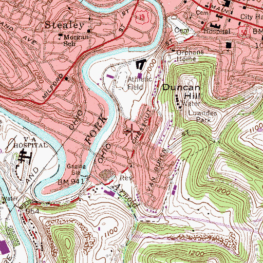 Topographic Map of Monticella Public School (historical), WV