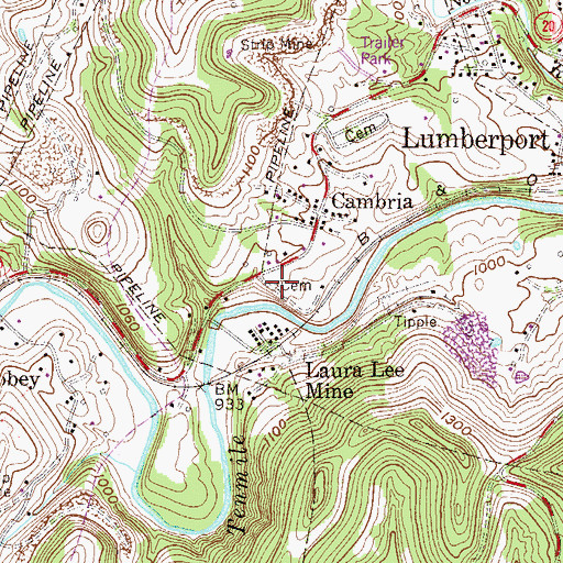 Topographic Map of Robinson Cemetery, WV