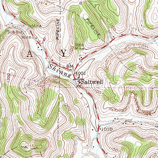 Topographic Map of Saltwell Methodist Church, WV
