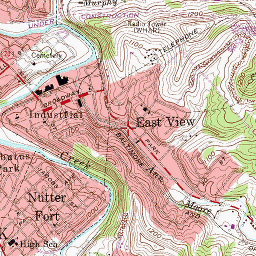 Topographic Map of Station C Clarksburg Post Office, WV