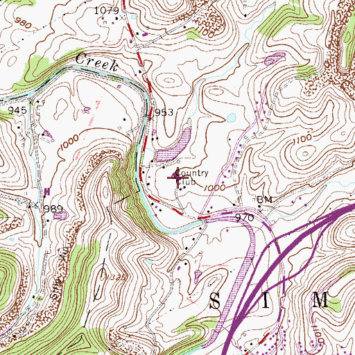 Topographic Map of Bridgeport Country Club, WV