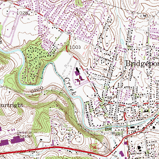 Topographic Map of Bridgeport High School, WV