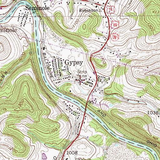 Topographic Map of Gypsy Evangelical United Brethren Church, WV