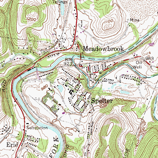 Topographic Map of Spelter Post Office, WV