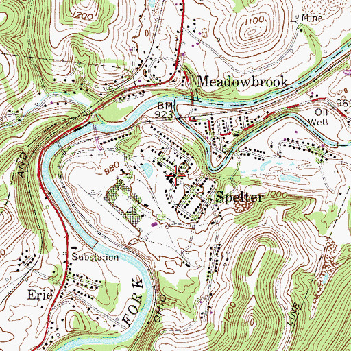 Topographic Map of Zeising Junior High School (historical), WV