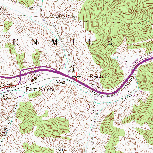 Topographic Map of Bristol Grade School (historical), WV