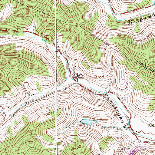 Topographic Map of Cunningham Cemetery, WV